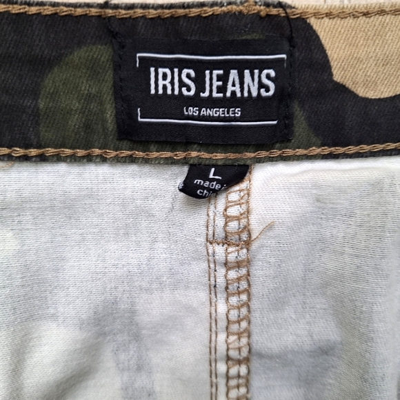 Iris Jeans women's multicolor camouflage print denim cargo mini skirt size large - Picture 4 of 9